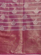 Pink Silk Blend Woven Zari Design Striped Saree with Unstitched Blouse - Hiral Fashion