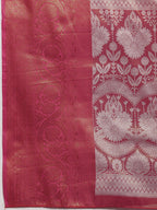 Pink Silk Blend Woven Zari Design Striped Saree with Unstitched Blouse - Hiral Fashion