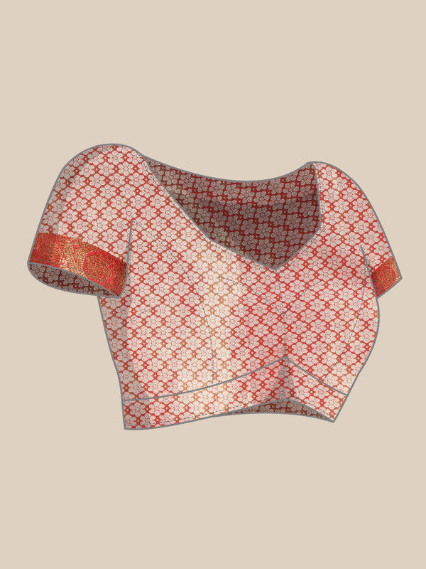 Pink Silk Blend Woven Zari Design Striped Saree with Unstitched Blouse - Hiral Fashion