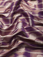 Purple Silk Blend Woven Zari Design Striped Saree with Unstitched Blouse - Hiral Fashion