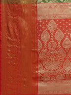 Green Art Silk Woven Zari Design Floral Saree with Unstitched Blouse - Hiral Fashion