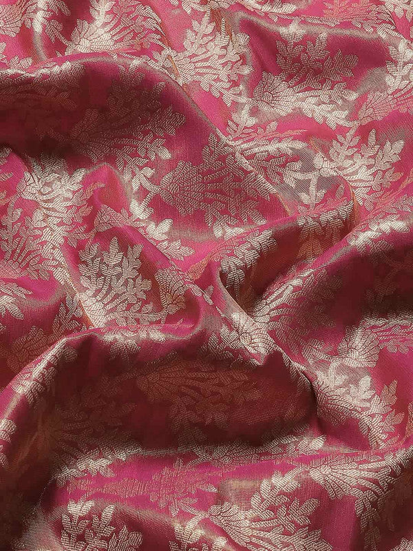 Pink Art Silk Woven Zari Design Floral Saree with Unstitched Blouse - Hiral Fashion