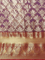 Purple Art Silk Woven Zari Design Floral Saree with Unstitched Blouse - Hiral Fashion