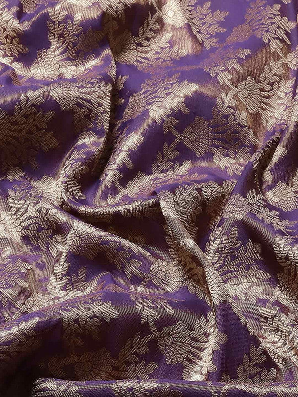 Purple Art Silk Woven Zari Design Floral Saree with Unstitched Blouse - Hiral Fashion
