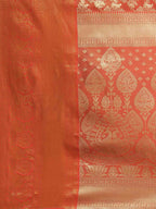 Red Art Silk Woven Zari Design Floral Saree with Unstitched Blouse - Hiral Fashion