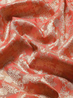 Red Art Silk Woven Zari Design Floral Saree with Unstitched Blouse - Hiral Fashion