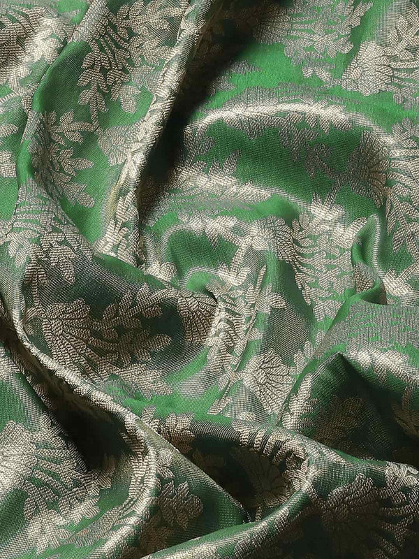 Turquoise Art Silk Woven Zari Design Floral Saree with Unstitched Blouse - Hiral Fashion