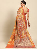 Hiral Fashion Red Kanjeevaram Art Silk Floral Woven Zari Design Saree