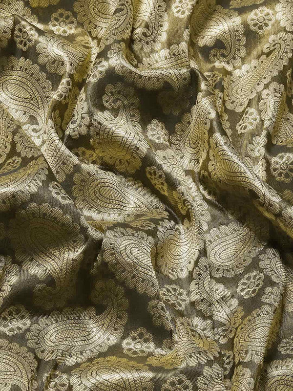 Black Art Silk Woven Zari Design Floral Saree with Unstitched Blouse - Hiral Fashion