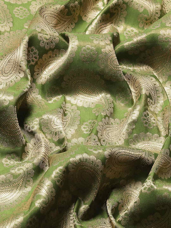 Green Art Silk Woven Zari Design Floral Saree with Unstitched Blouse - Hiral Fashion