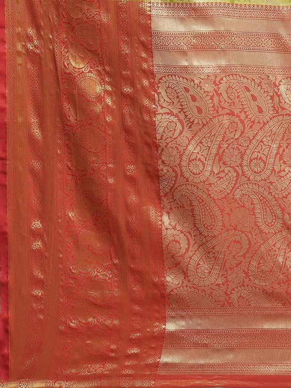 Green Art Silk Woven Zari Design Floral Saree with Unstitched Blouse - Hiral Fashion