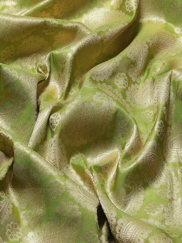 Green Art Silk Woven Zari Design Floral Saree with Unstitched Blouse - Hiral Fashion