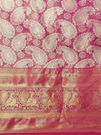 Pink Art Silk Woven Zari Design Floral Saree with Unstitched Blouse - Hiral Fashion