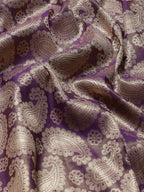 Purple Art Silk Woven Zari Design Floral Saree with Unstitched Blouse - Hiral Fashion