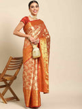 Yellow Art Silk Woven Zari Design Floral Saree with Unstitched Blouse - Hiral Fashion