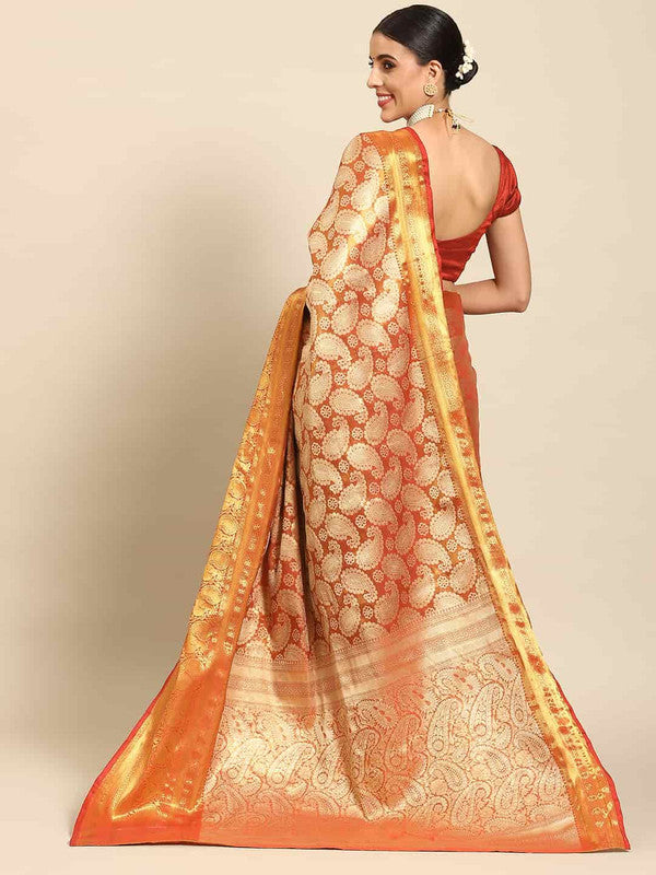 Yellow Art Silk Woven Zari Design Floral Saree with Unstitched Blouse - Hiral Fashion