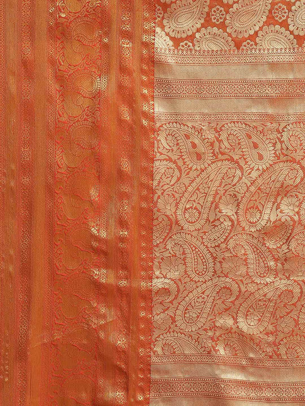 Yellow Art Silk Woven Zari Design Floral Saree with Unstitched Blouse - Hiral Fashion