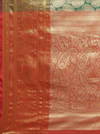 Turquoise Art Silk Woven Zari Design Floral Saree with Unstitched Blouse - Hiral Fashion