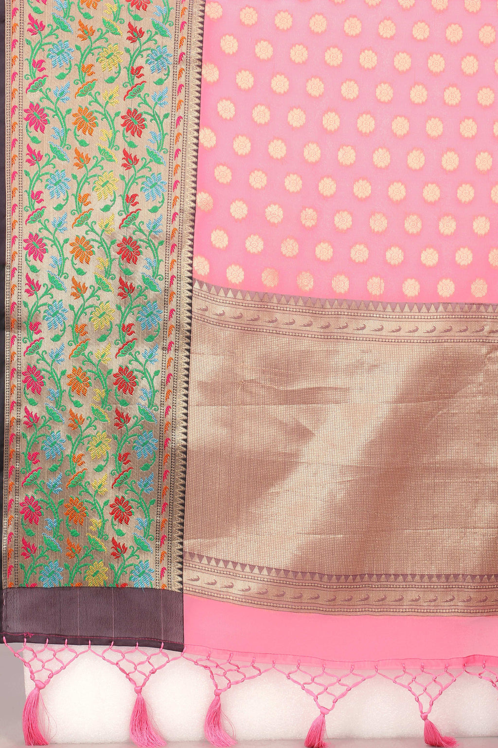 Hiral Fashion Pink Banarasi Art Silk Woven Design Saree