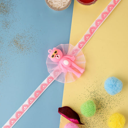 trueBrowns X Voylla Adorable Pink Teddy Bear Rakhi With Roli Chaawal Pack
