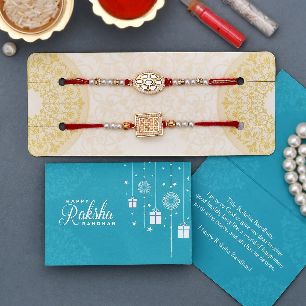 trueBrowns X Voylla Set of 2 Meenakari Kundan Embellished Rakhi - Distacart