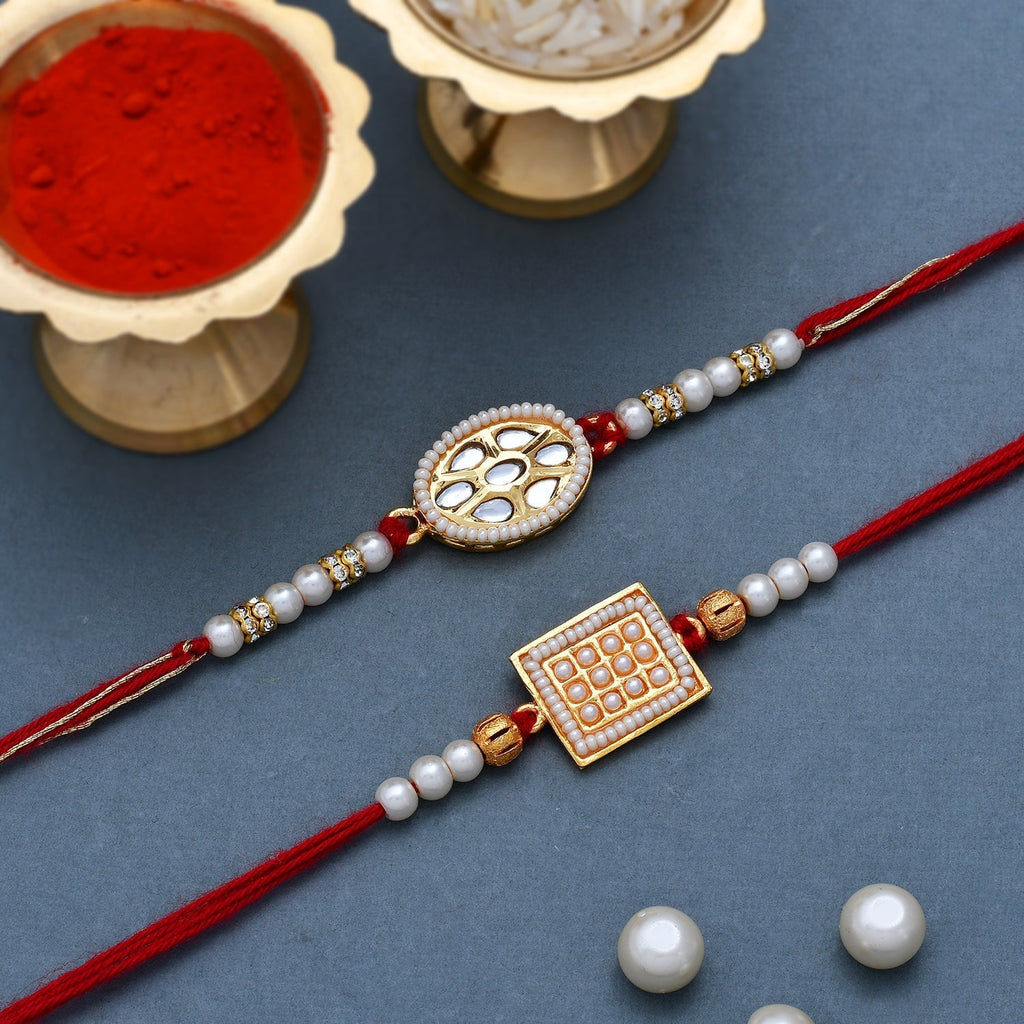 trueBrowns X Voylla Set of 2 Meenakari Kundan Embellished Rakhi - Distacart