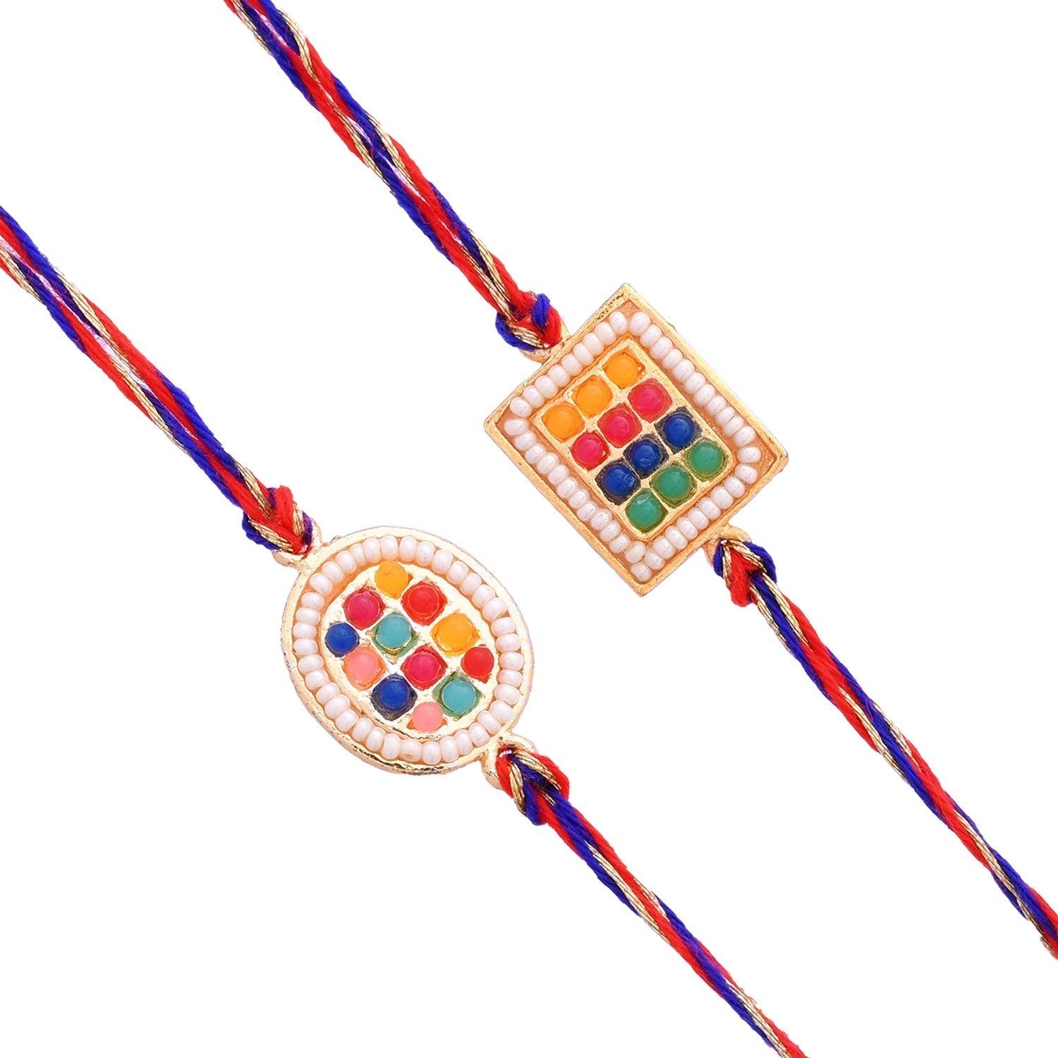 trueBrowns X Voylla Set of 2 Multicolor Thread Rakhis With Beautiful Beads - Distacart