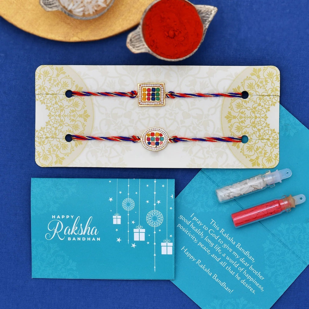trueBrowns X Voylla Set of 2 Multicolor Thread Rakhis With Beautiful Beads - Distacart