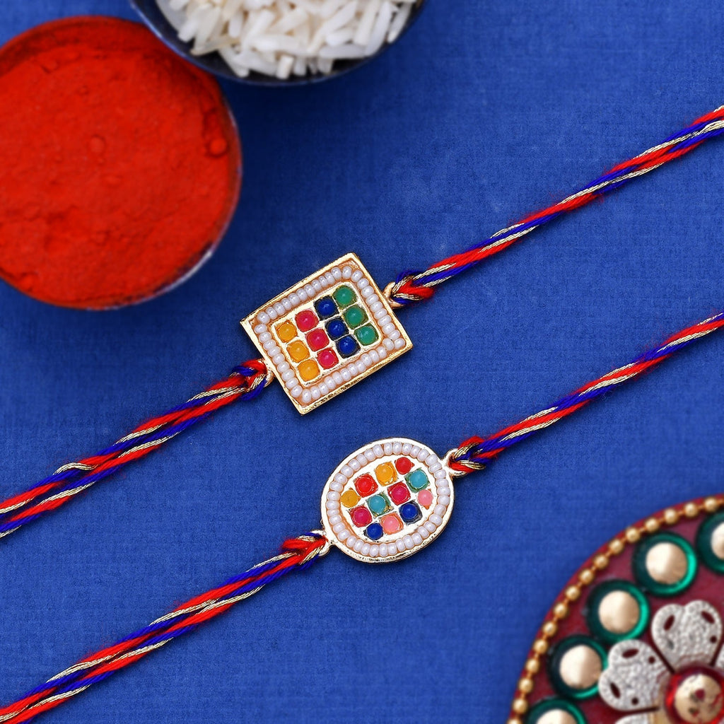 trueBrowns X Voylla Set of 2 Multicolor Thread Rakhis With Beautiful Beads - Distacart