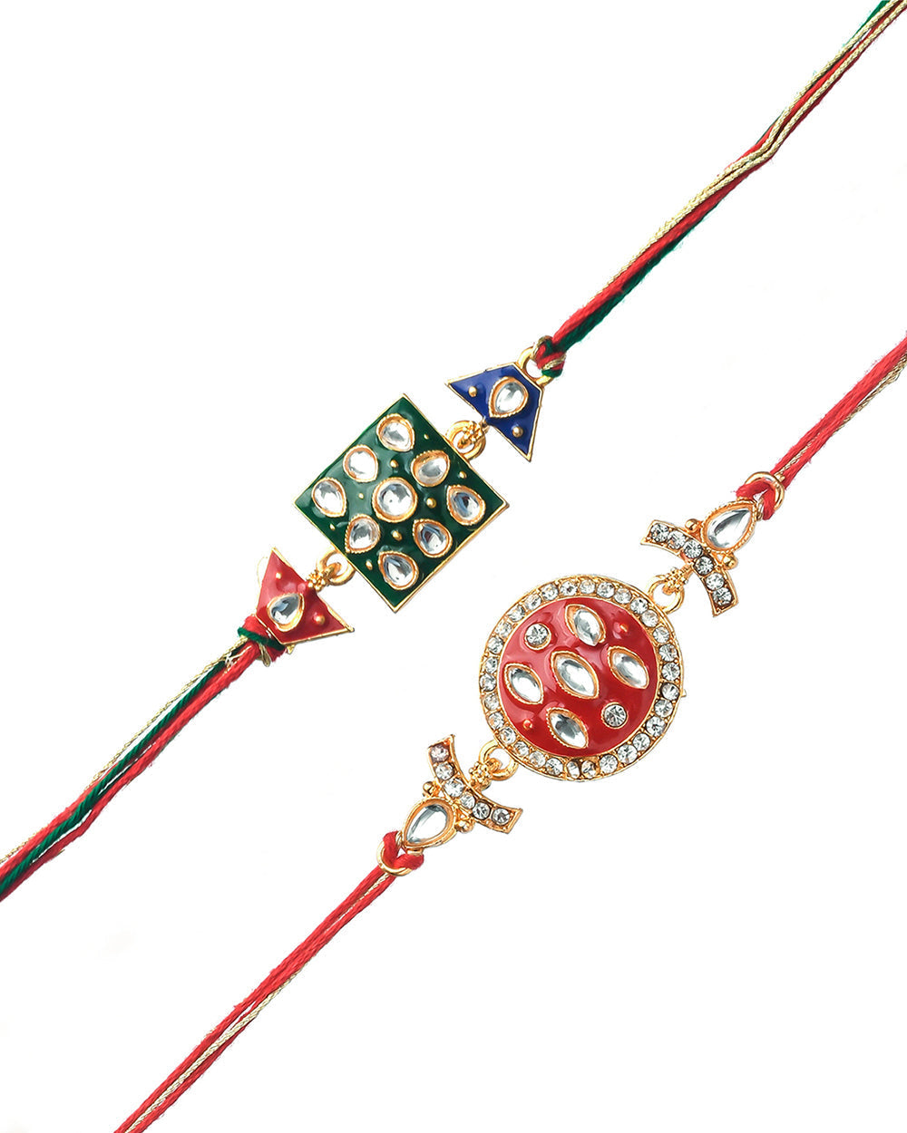 trueBrowns X Voylla Set of 2 Enameled Kundan And CZ Sparkling Rakhis - Distacart