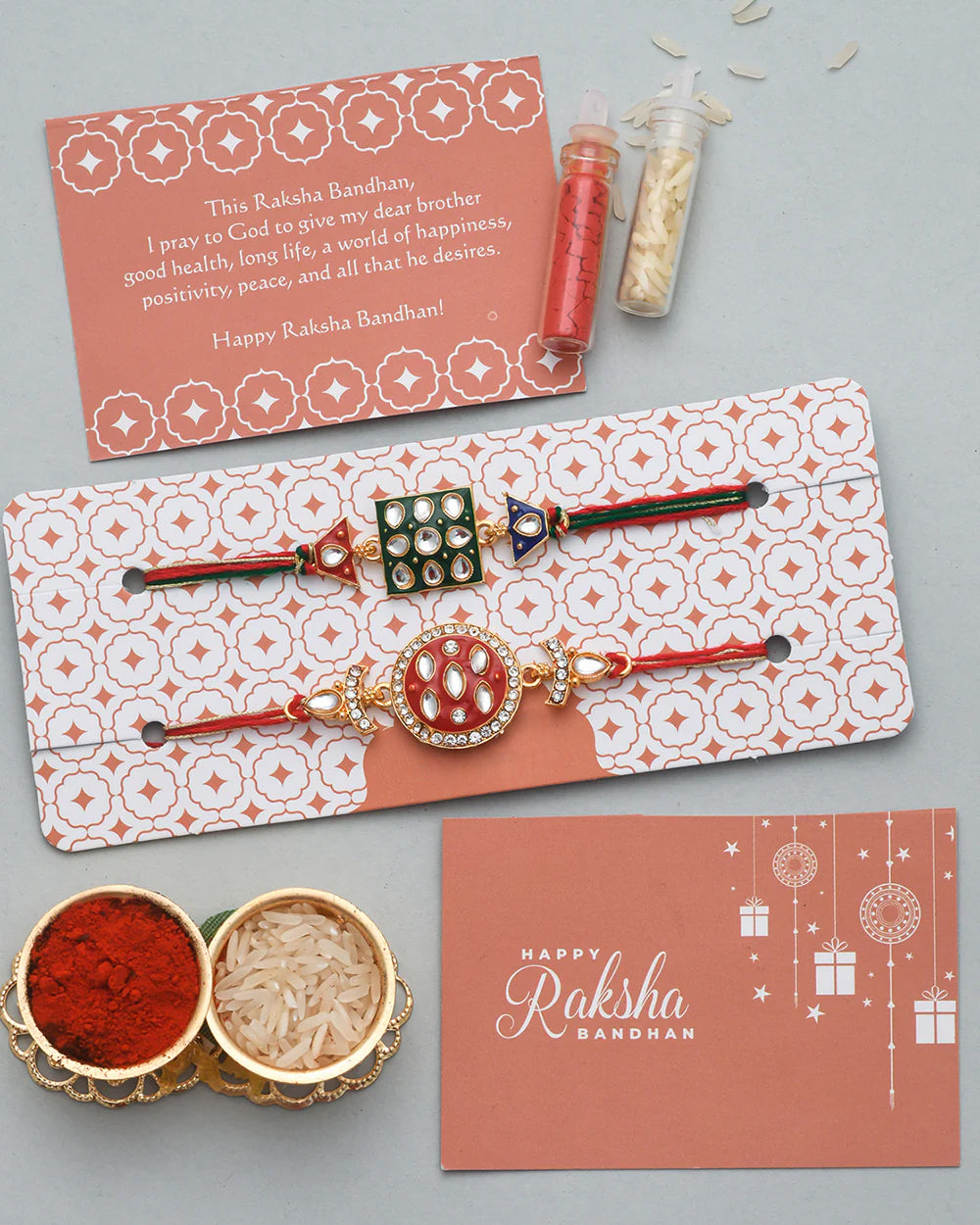 trueBrowns X Voylla Set of 2 Enameled Kundan And CZ Sparkling Rakhis - Distacart