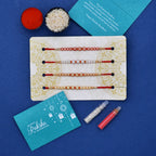 trueBrowns X Voylla Set of 4 Pearl Beads Embellished Flamboyant Rakhi - Distacart