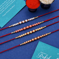 trueBrowns X Voylla Set of 4 Pearl Beads Embellished Flamboyant Rakhi - Distacart
