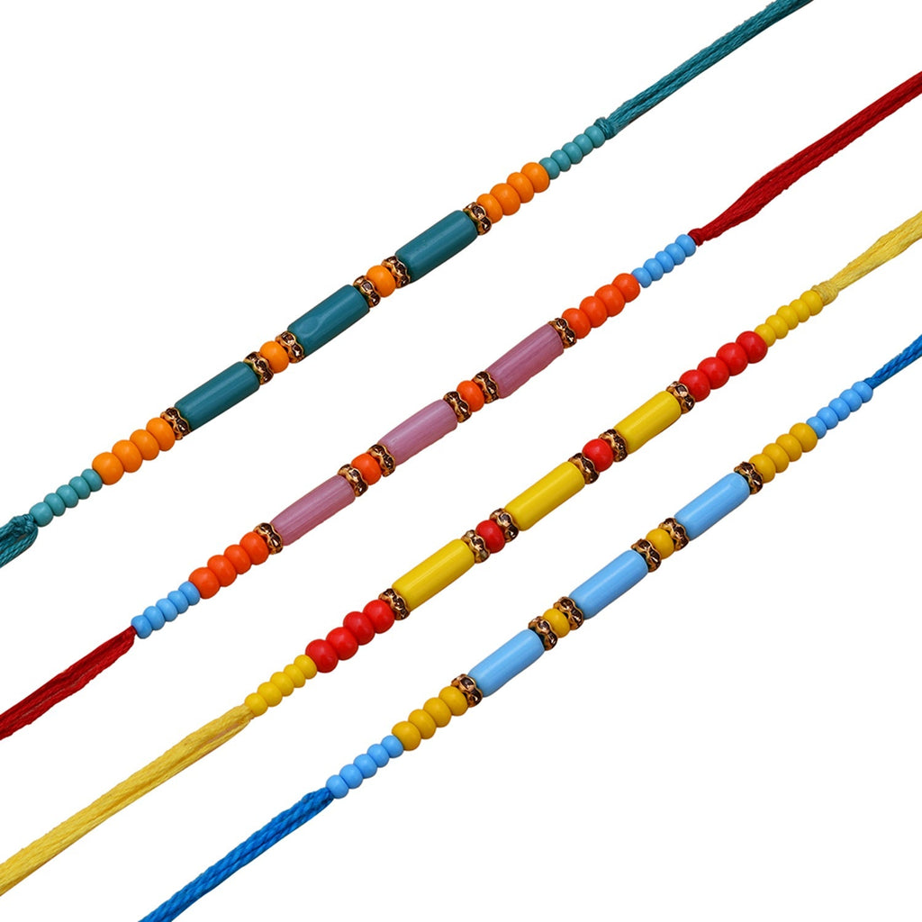 trueBrowns X Voylla Set of 4 Colorful Beads embedded Rakhi - Distacart