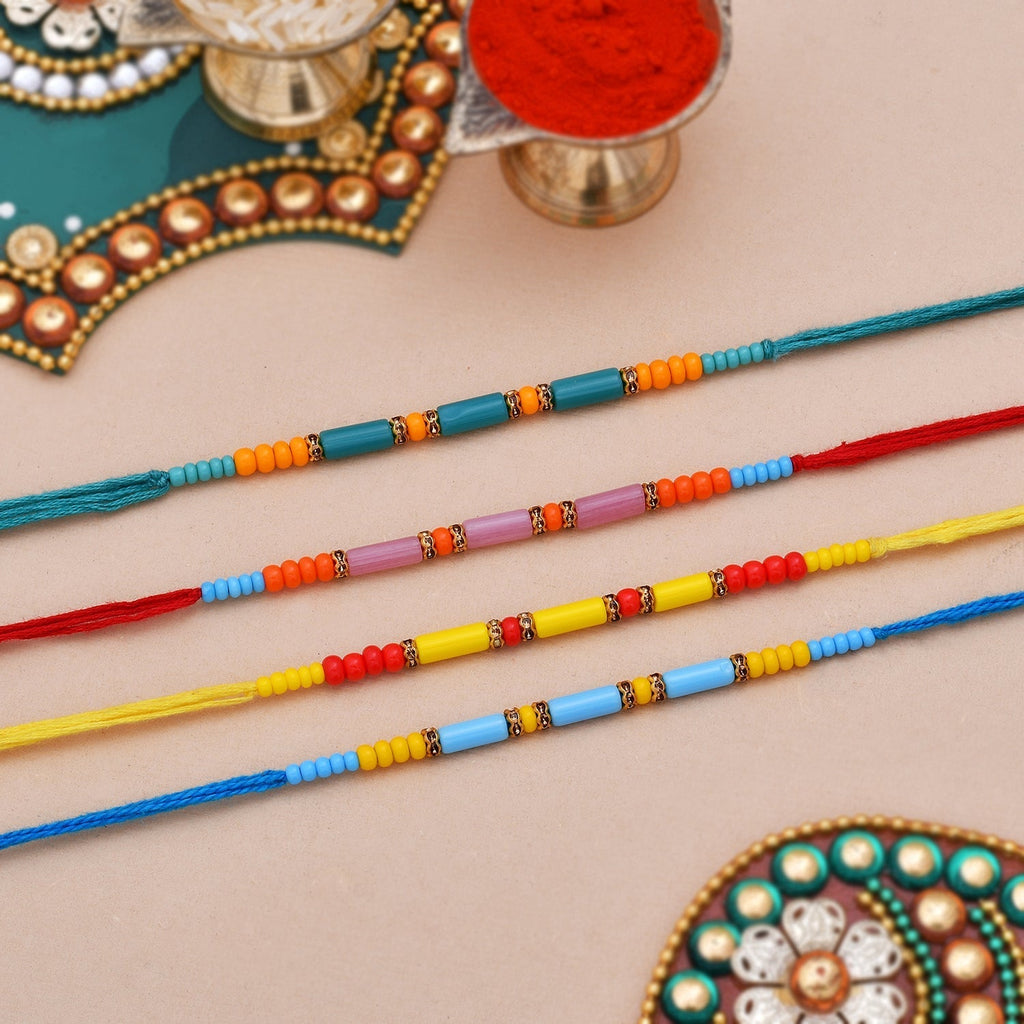 trueBrowns X Voylla Set of 4 Colorful Beads embedded Rakhi - Distacart