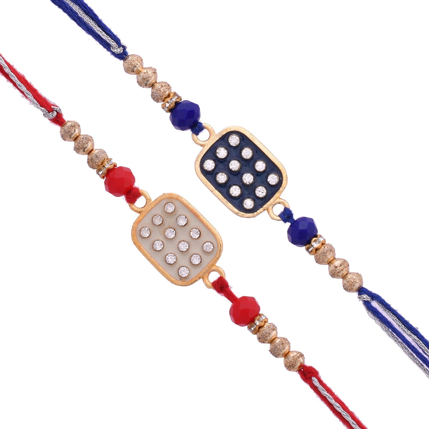 trueBrowns X Voylla Set of 2 Rectangle CZ Embellished Thread Rakhi - Distacart