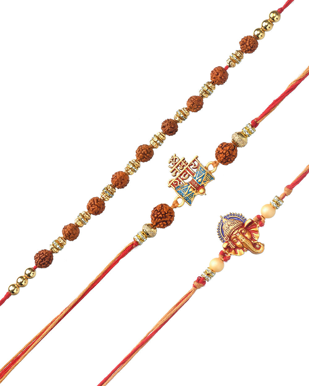 trueBrowns X Voylla Set Of 3 Auspicious Rudraksha Studded Rakhis - Distacart
