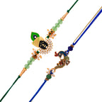 trueBrowns X Voylla Pack of 2 Green Lord Krishna And Blue Peacock Rakhi - Distacart