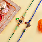trueBrowns X Voylla Pack of 2 Green Lord Krishna And Blue Peacock Rakhi - Distacart