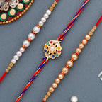 trueBrowns X Voylla Set of 3 Pearl Beads Studded Thread Rakhi - Distacart