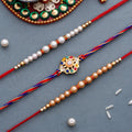 trueBrowns X Voylla Set of 3 Pearl Beads Studded Thread Rakhi - Distacart