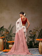 Hiral Fashion Beige Chanderi Cotton Blend Abstract Digital Print Saree