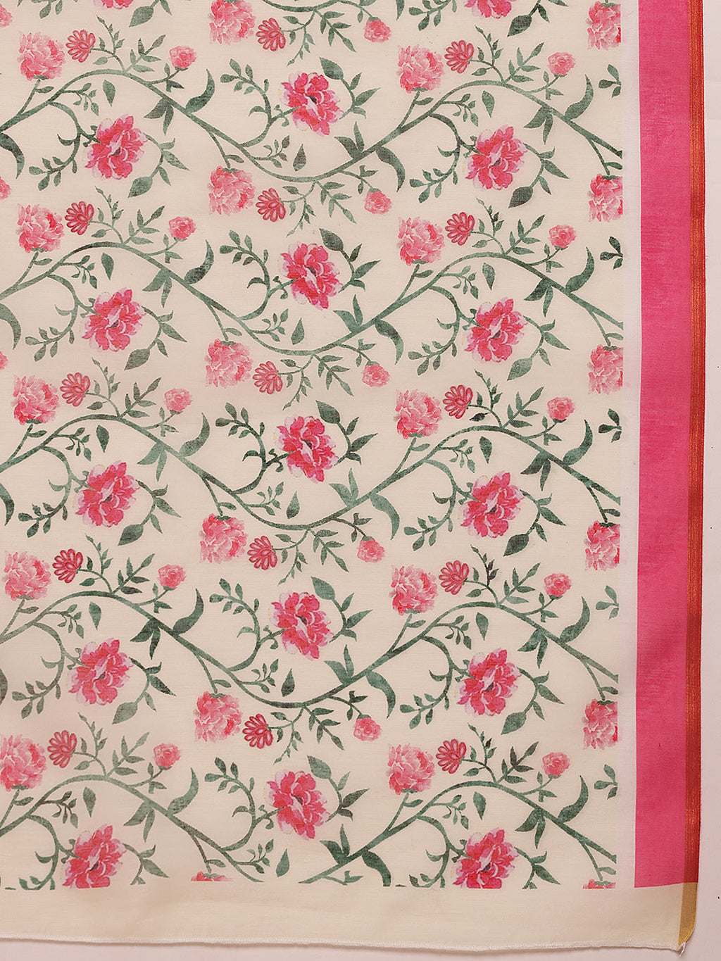 Hiral Fashion Green Chanderi Cotton Blend Floral Digital Print Saree
