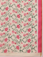 Hiral Fashion Green Chanderi Cotton Blend Floral Digital Print Saree