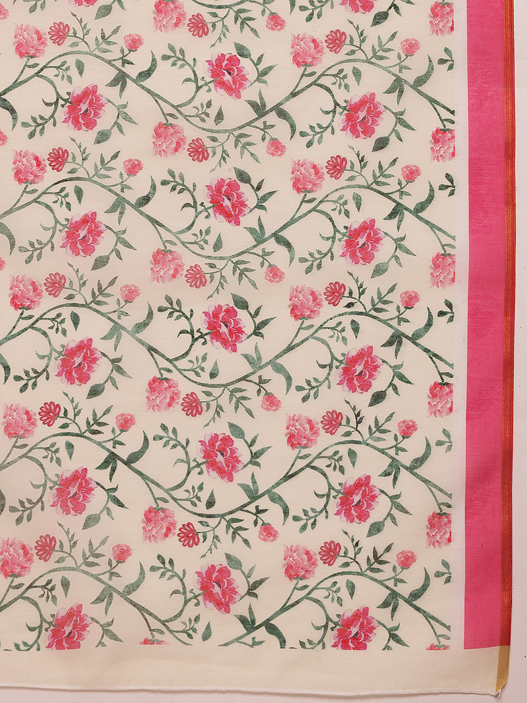 Hiral Fashion Green Chanderi Cotton Blend Floral Digital Print Saree