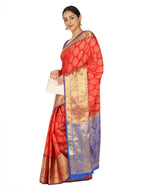 Hiral Fashion Red Banarasi Art Silk Floral Woven Design Saree