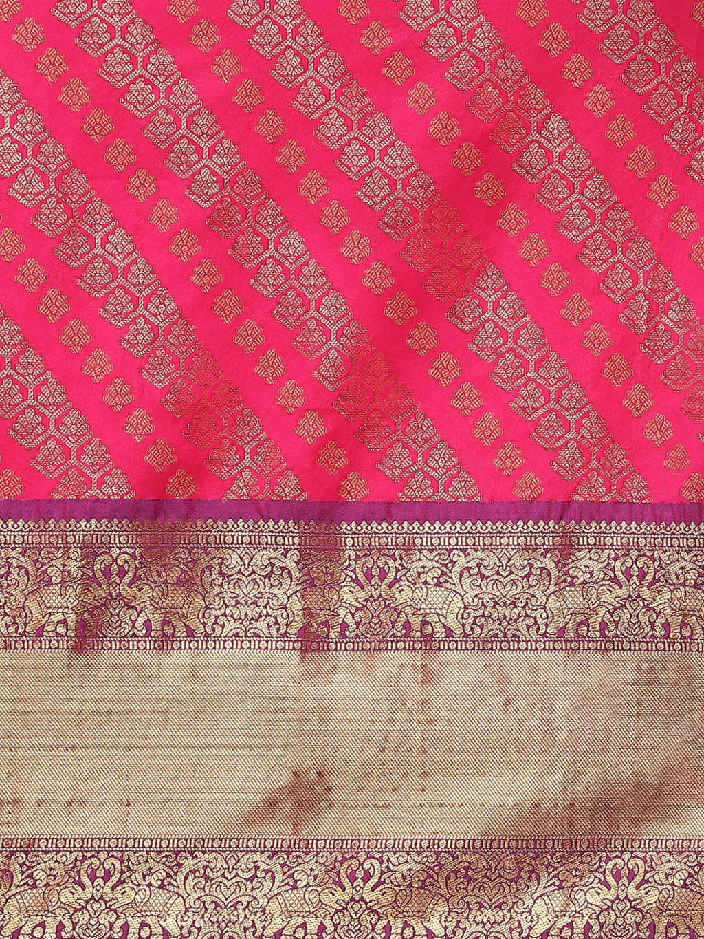 Hiral Fashion Pink Banarasi Silk Blend Abstract Woven Design Saree