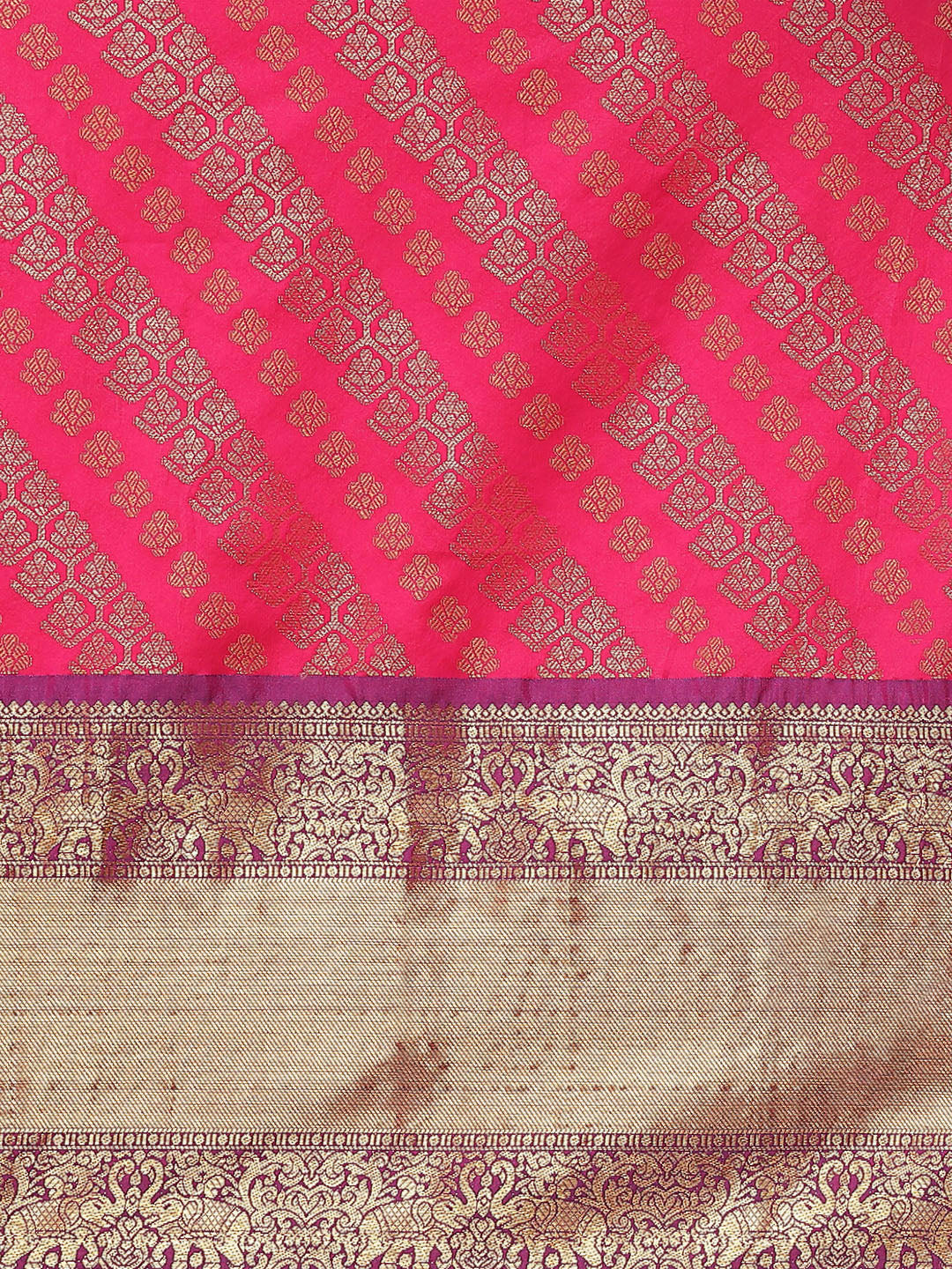 Hiral Fashion Pink Banarasi Silk Blend Abstract Woven Design Saree