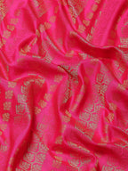 Hiral Fashion Pink Banarasi Silk Blend Abstract Woven Design Saree