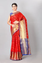 Red Silk Blend Woven Zari Design Abstract Saree with Unstitched Blouse - Hiral Fashion